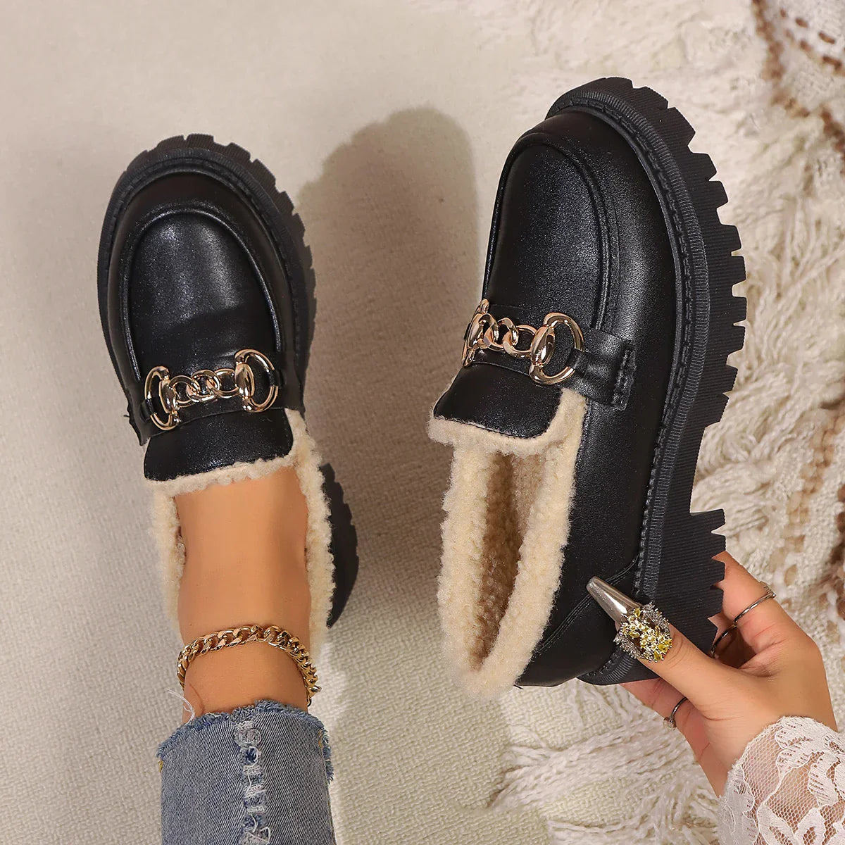 Jessy | Sherpa Lined Platform Loafer