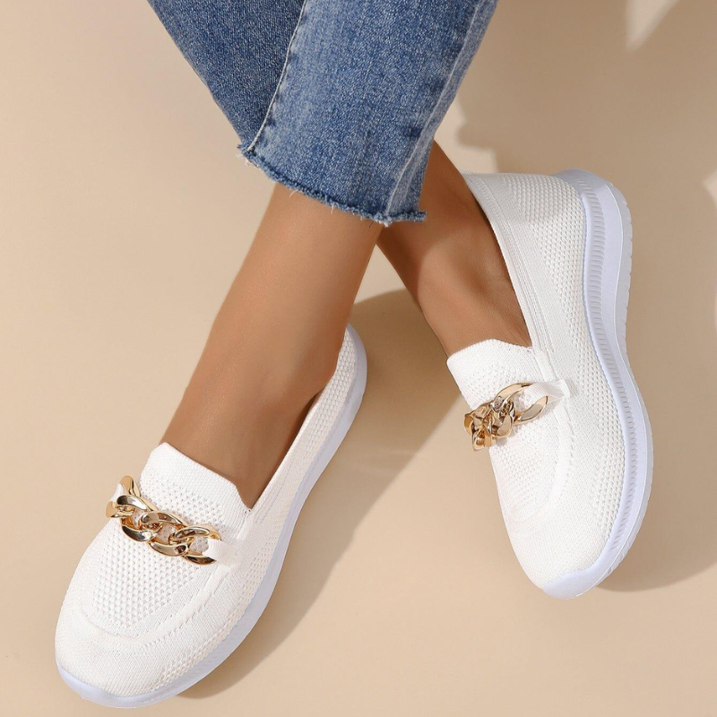 Sienna | White Knit Loafers