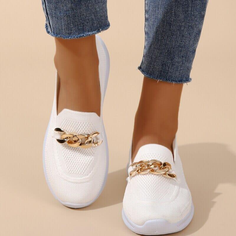 Sienna | White Knit Loafers