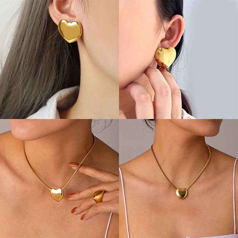 Solene Heart Necklace – A charming gold heart necklace, perfect for gifting.